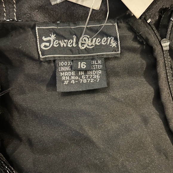 100% Silk Vintage Sequin Dress Jewel Queen Mob Wife Size 16 Hand Made 80s Rare - Picture 9 of 10